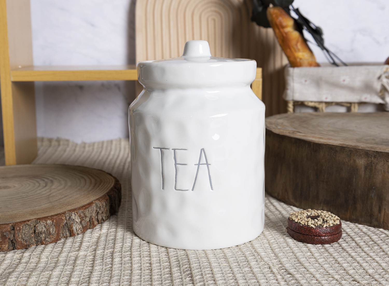 CHANGSHA HAPPY GO White Embossed Ceramic Kitchen Jar Collection with Script Lettering and Red Heart Decor Accents |happygodinnerware.com