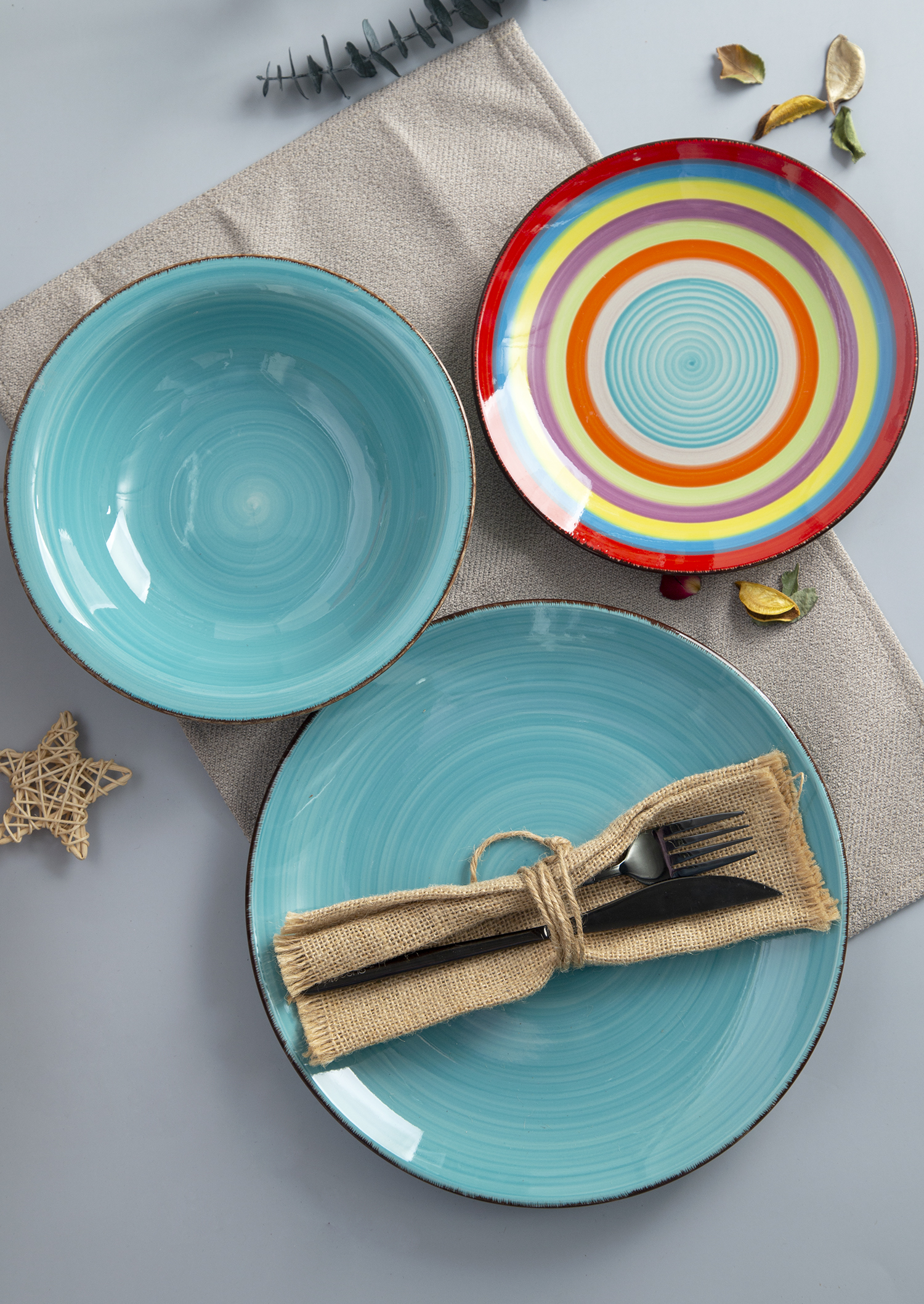 CHANGSHA HAPPY GO Hand-painted Stoneware Dinnerware with Bright Rainbow Design |happygodinnerware.com