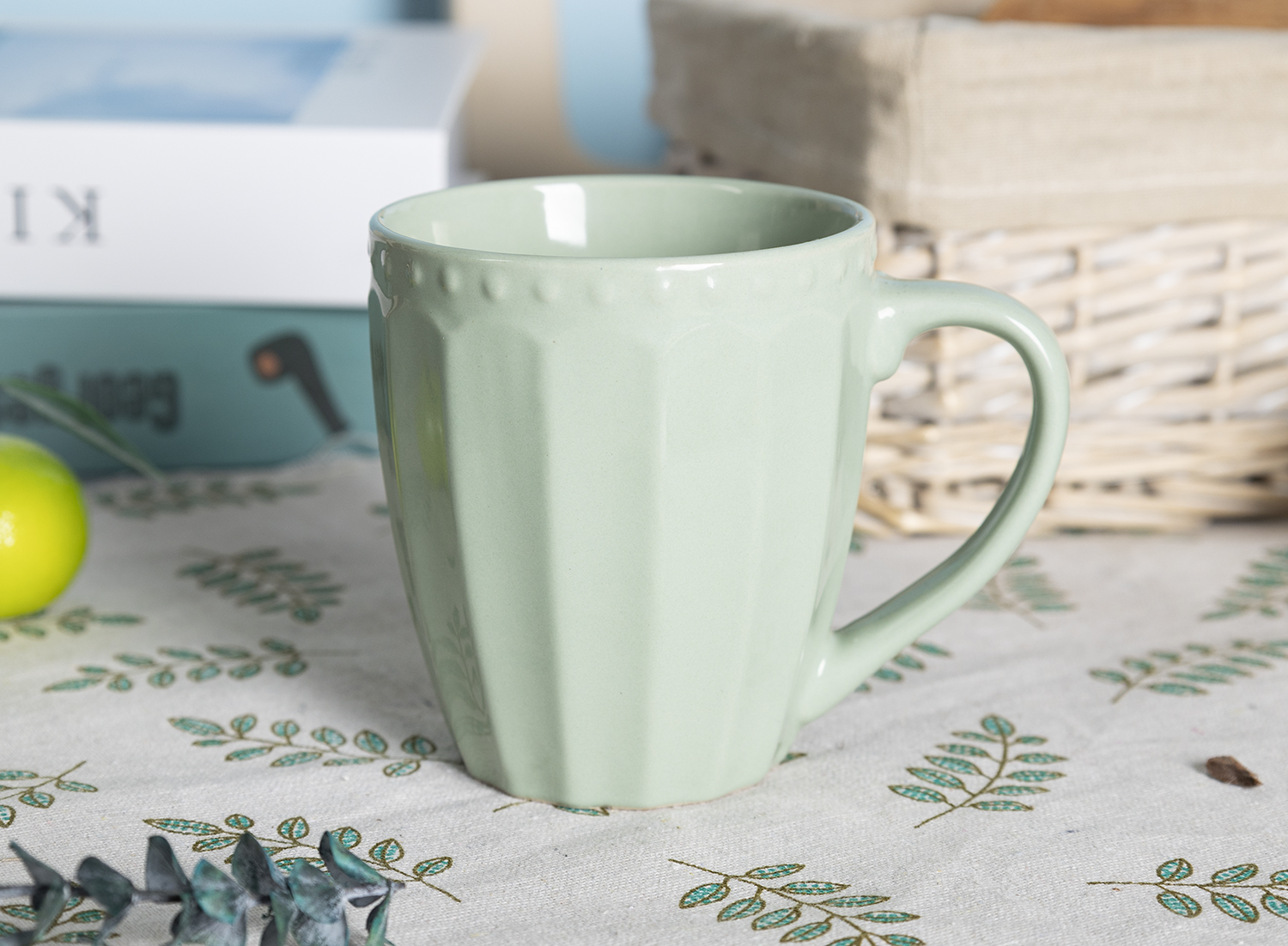 CHANGSHA HAPPY GO  Light Green Embossed Stoneware British Afternoon Tea and Dinnerware Set with Soft Tones  |happygodinnerware.com