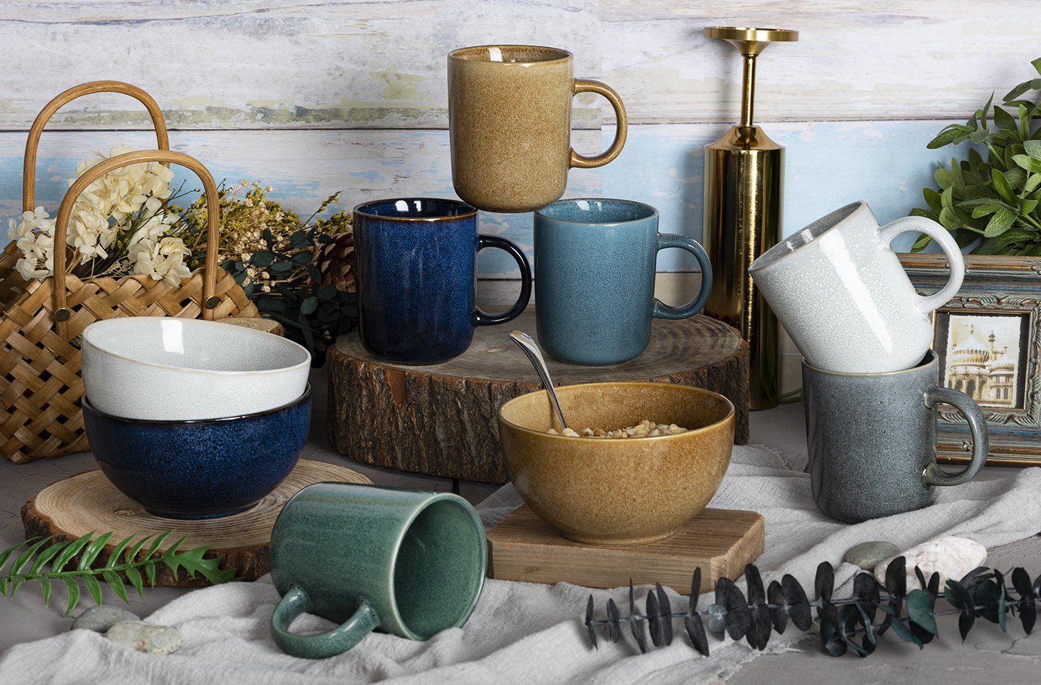 CHANGSHA HAPPY GO  Vintage Reactive Glaze Stoneware Bowl and Mug Set for Cozy Dining Experience  |happygodinnerware.com