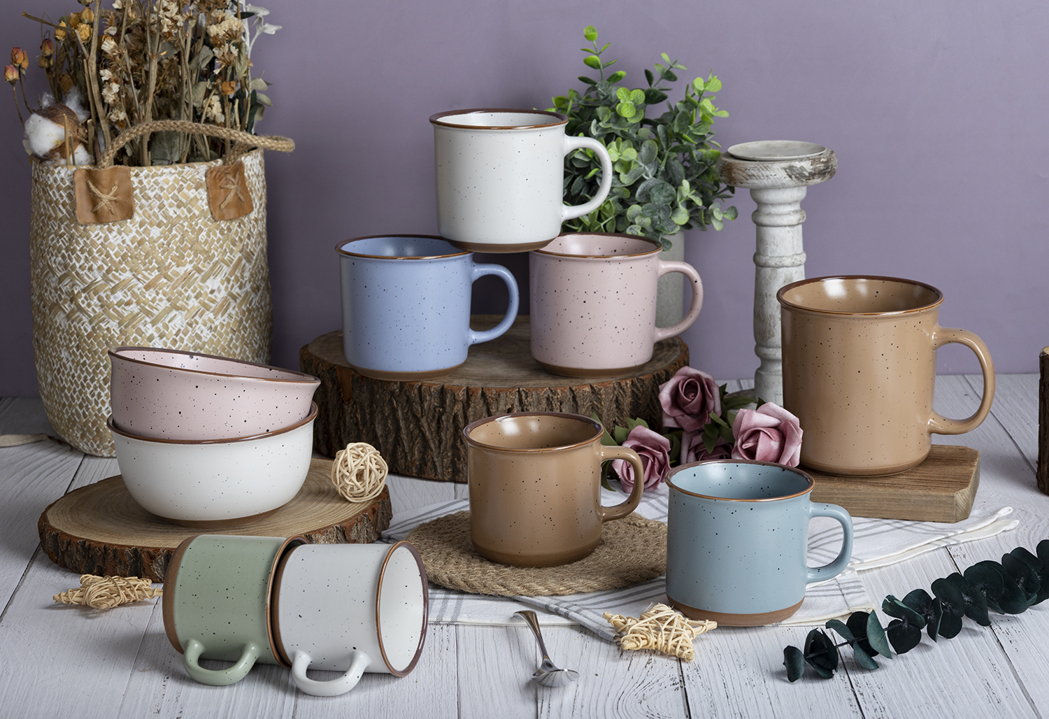 ​CHANGSHA HAPPY GO  Pastel Reactive Glaze Stoneware Mug and Bowl Collection for Nordic-Inspired Minimalist Table Setting |happygodinnerware.com