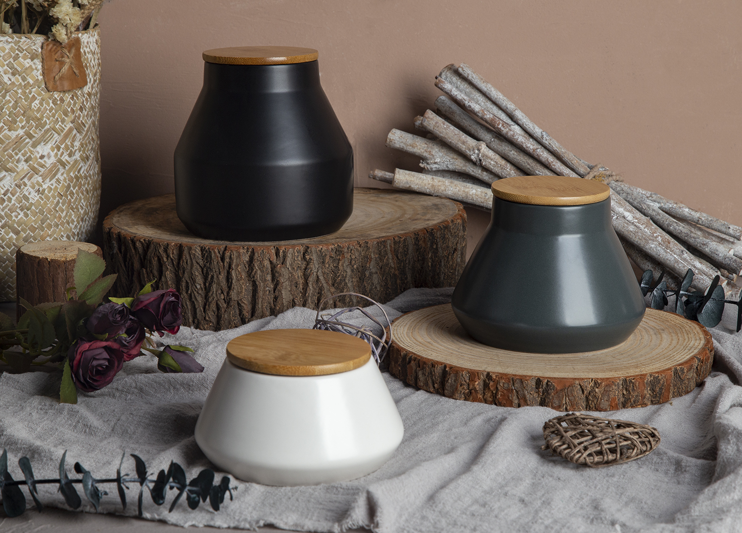 CHANGSHA HAPPY GO Geometric Storage Jars with Bamboo Lids | happygodinnerware.com