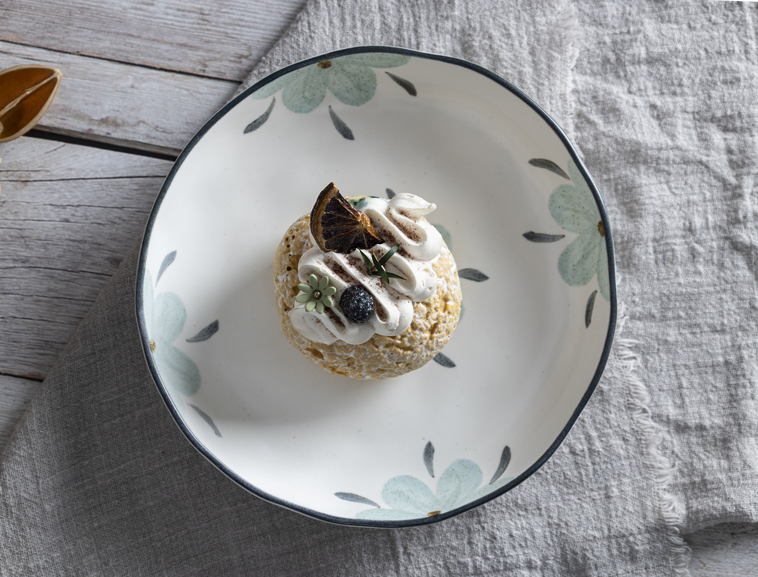 CHANGSHA HAPPY GO Elegant Embossed Fine Bone China Dinnerware Set with Matte Floral Motifs in Soft Green and Blue  |happygodinnerware.com