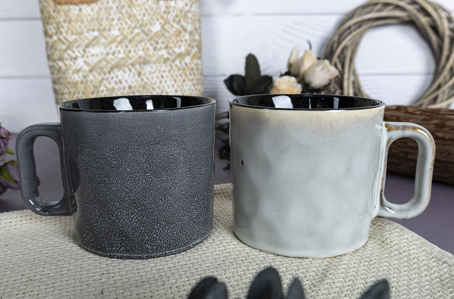 CHANGSHA HAPPY GO  Embossed Straight-Side Fine Bone China Mug with Reactive Glaze in Rich Earth Tones for Stylish Beverage Service |Dopamine Series Ceramics  |happygodinnerware.com