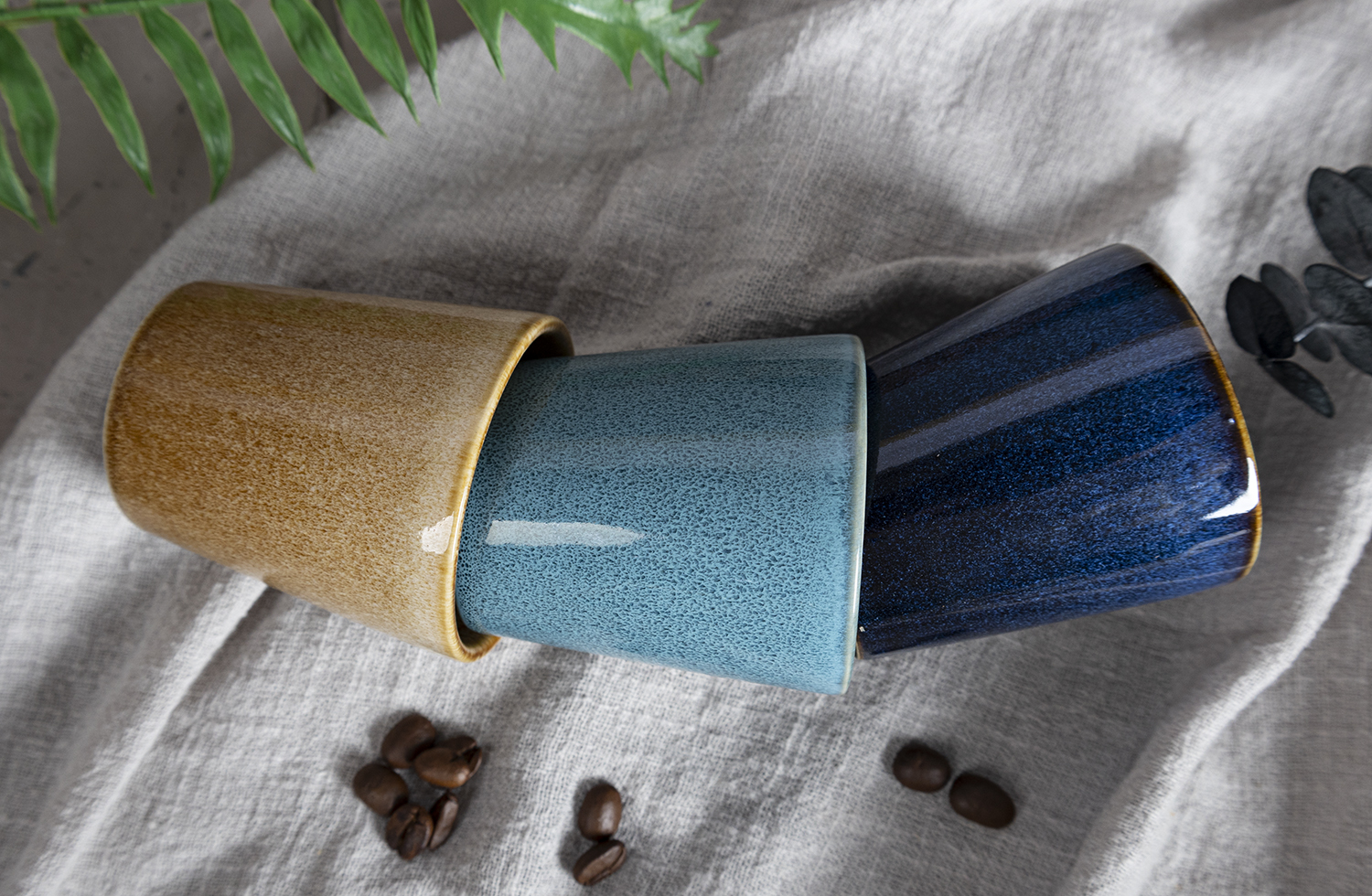 CHANGSHA HAPPY GO  Vintage Reactive Glaze Stoneware Handleless Cup Set for Modern Minimalist Lifestyle  |happygodinnerware.com