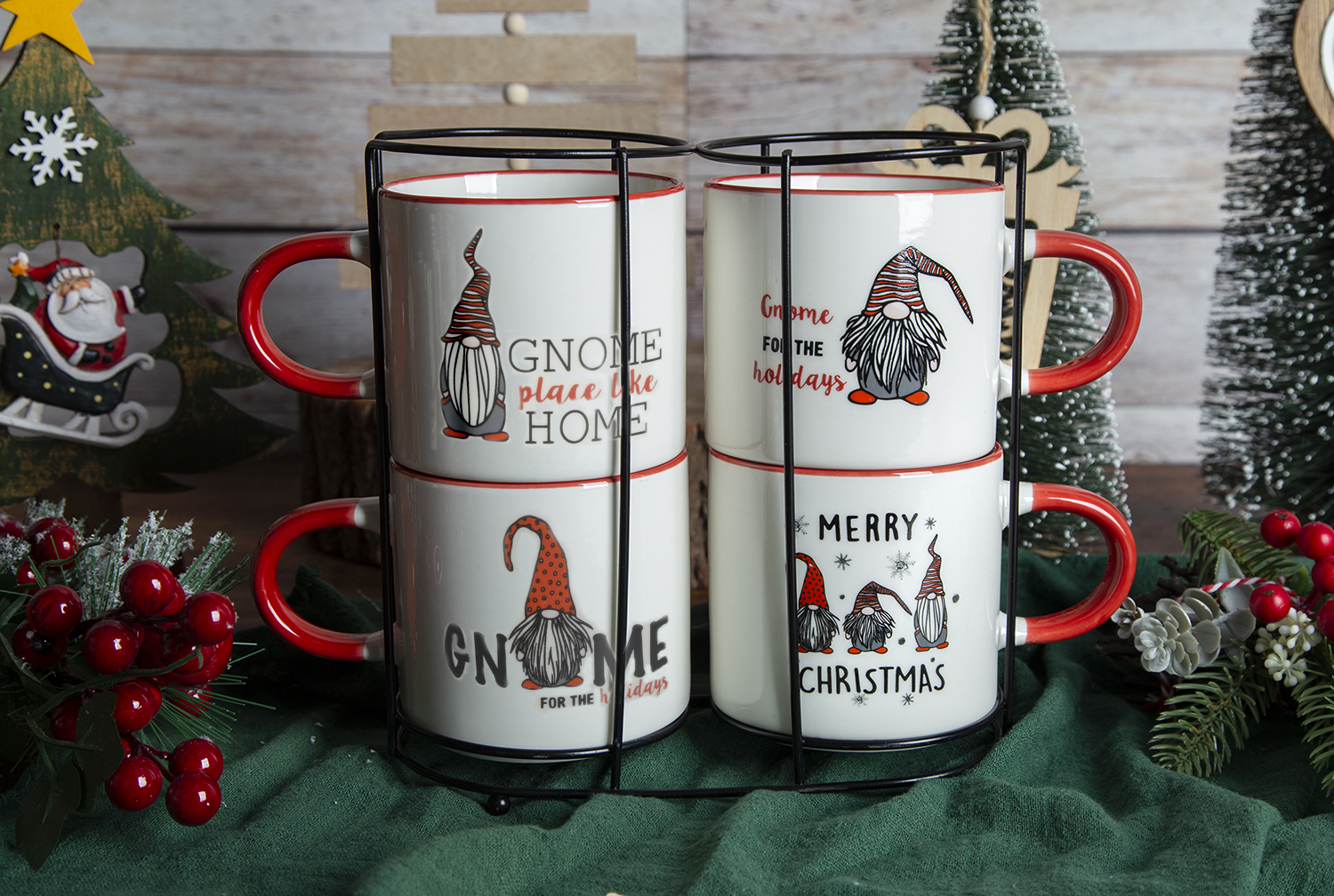 ​CHANGSHA HAPPY GO New Bone China Mugs with Christmas Gnome Decals |happygodinnerware.com