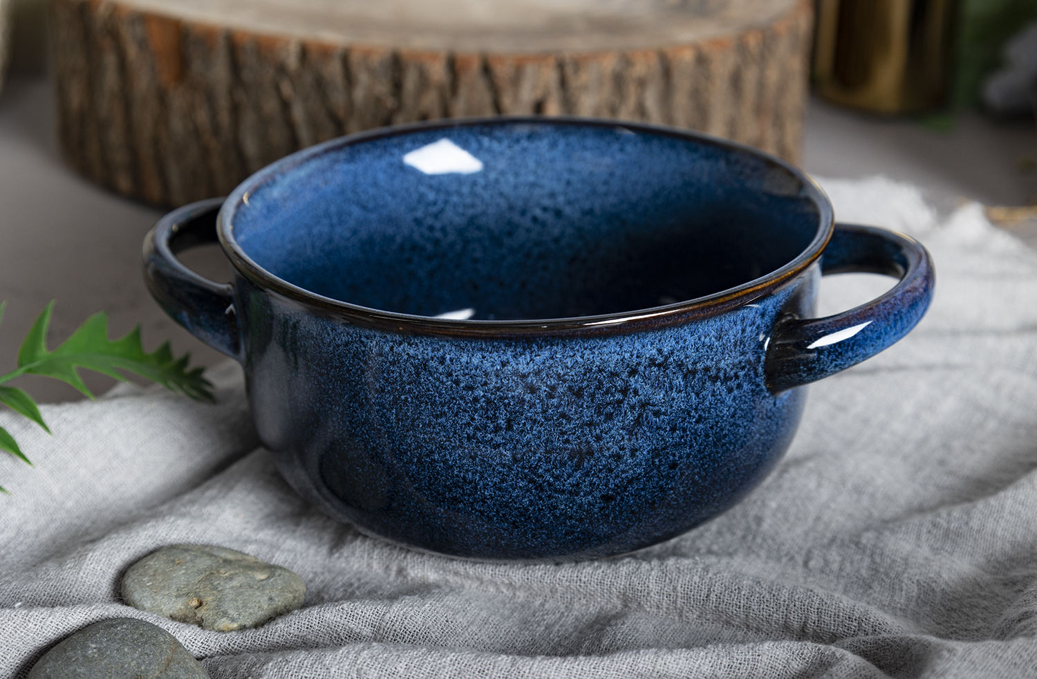 CHANGSHA HAPPY GO  Vintage Reactive Glaze Stoneware Double-Handled Bowl Set for Rustic Kitchen Use  |happygodinnerware.com