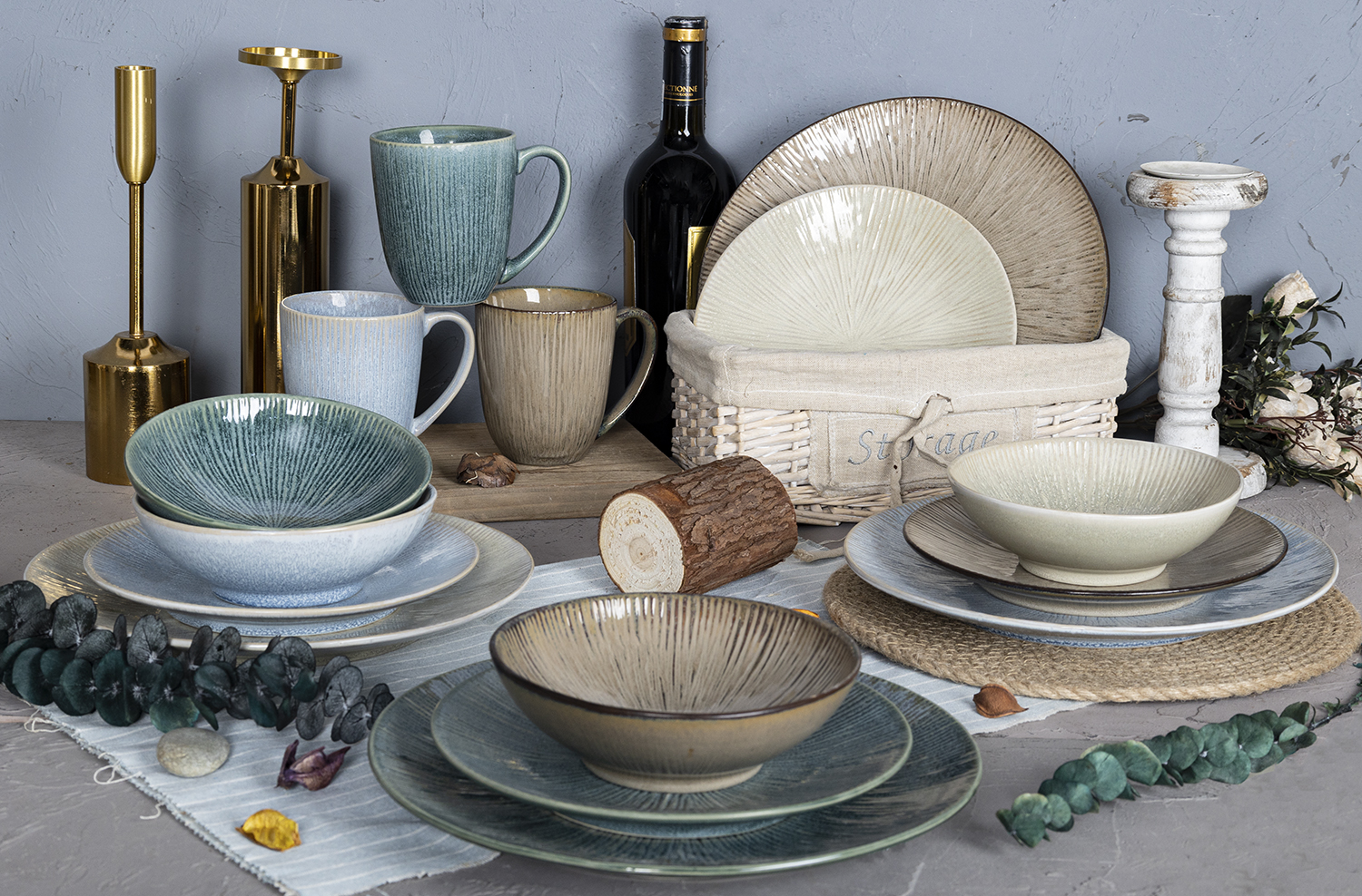 CHANGSHA HAPPY GO Handcrafted Style Fine Embossed Reactive Glaze Stoneware Mug and Tea Set for Elegant Serving  |happygodinnerware.com