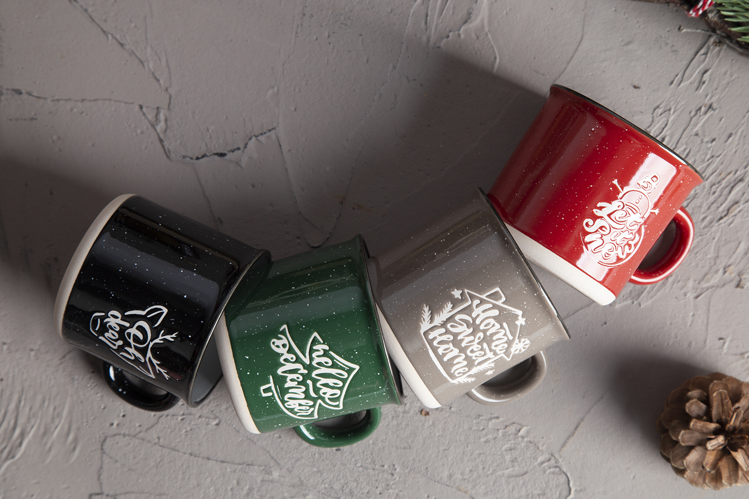 CHANGSHA HAPPY GO Christmas Enamel-Look Stoneware Mugs with Under-Glaze Screen Print | happygodinnerware.com