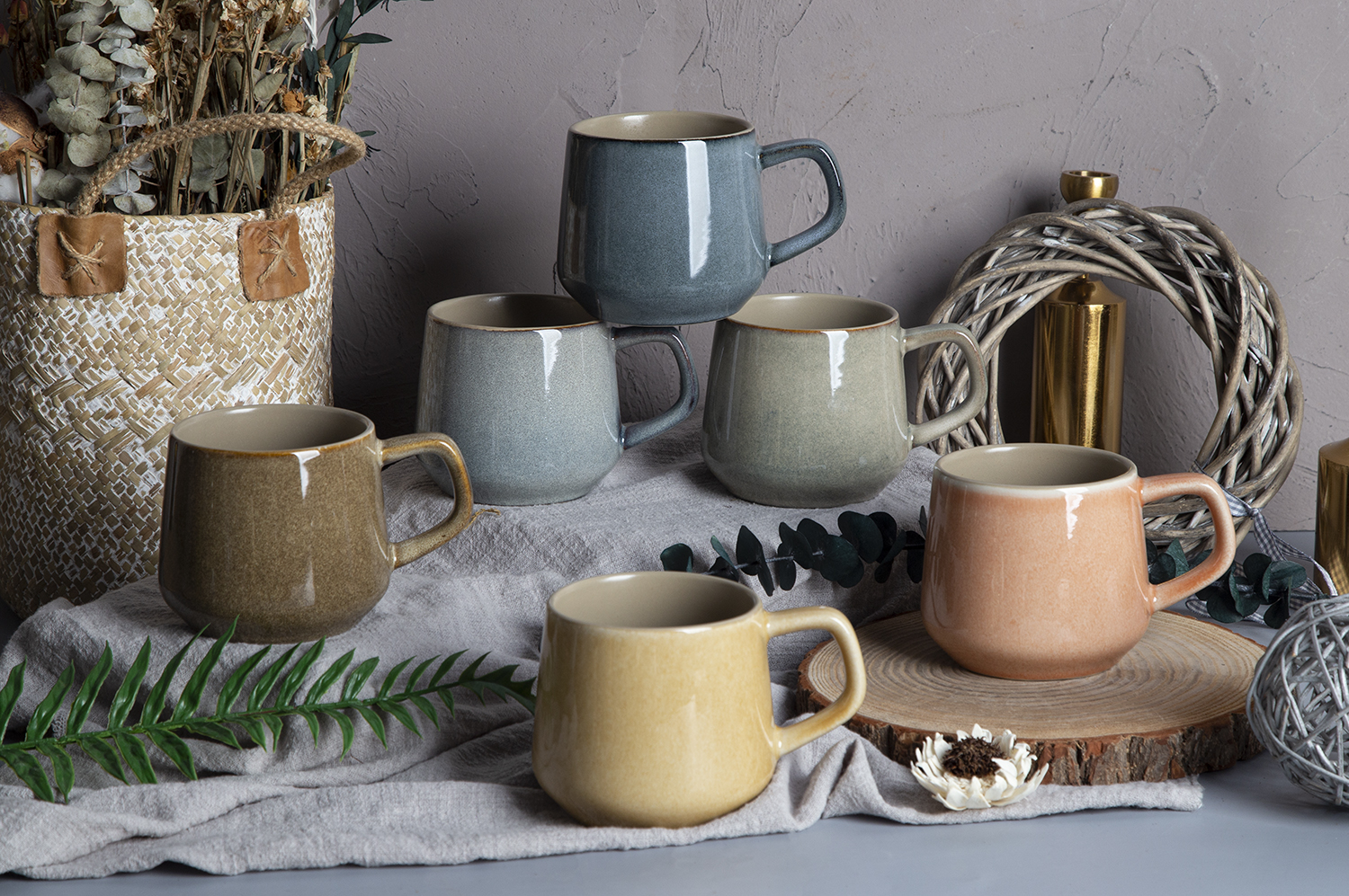 CHANGSHA HAPPY GO Multicolor Large Dual-Mold Reactive Glaze Ceramic Mugs |happygodinnerware.com