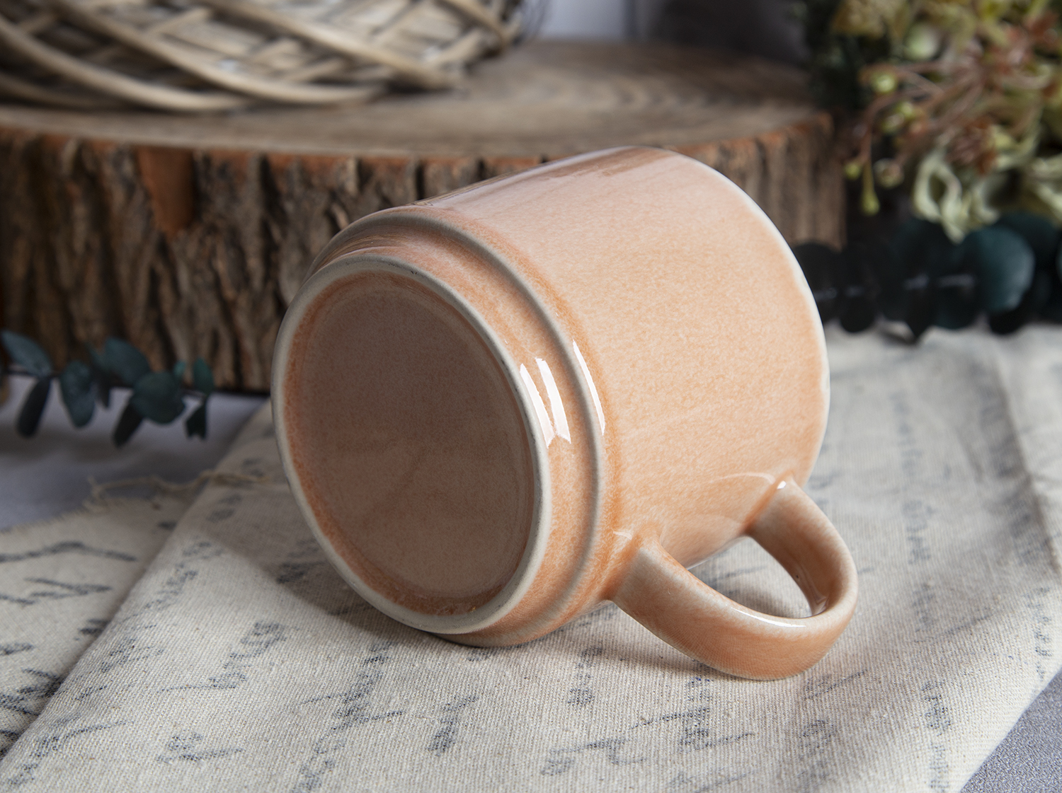 CHANGSHA HAPPY GO Taupe, Peach, Yellow & Olive Stackable Reactive Mugs |happygodinnerware.com