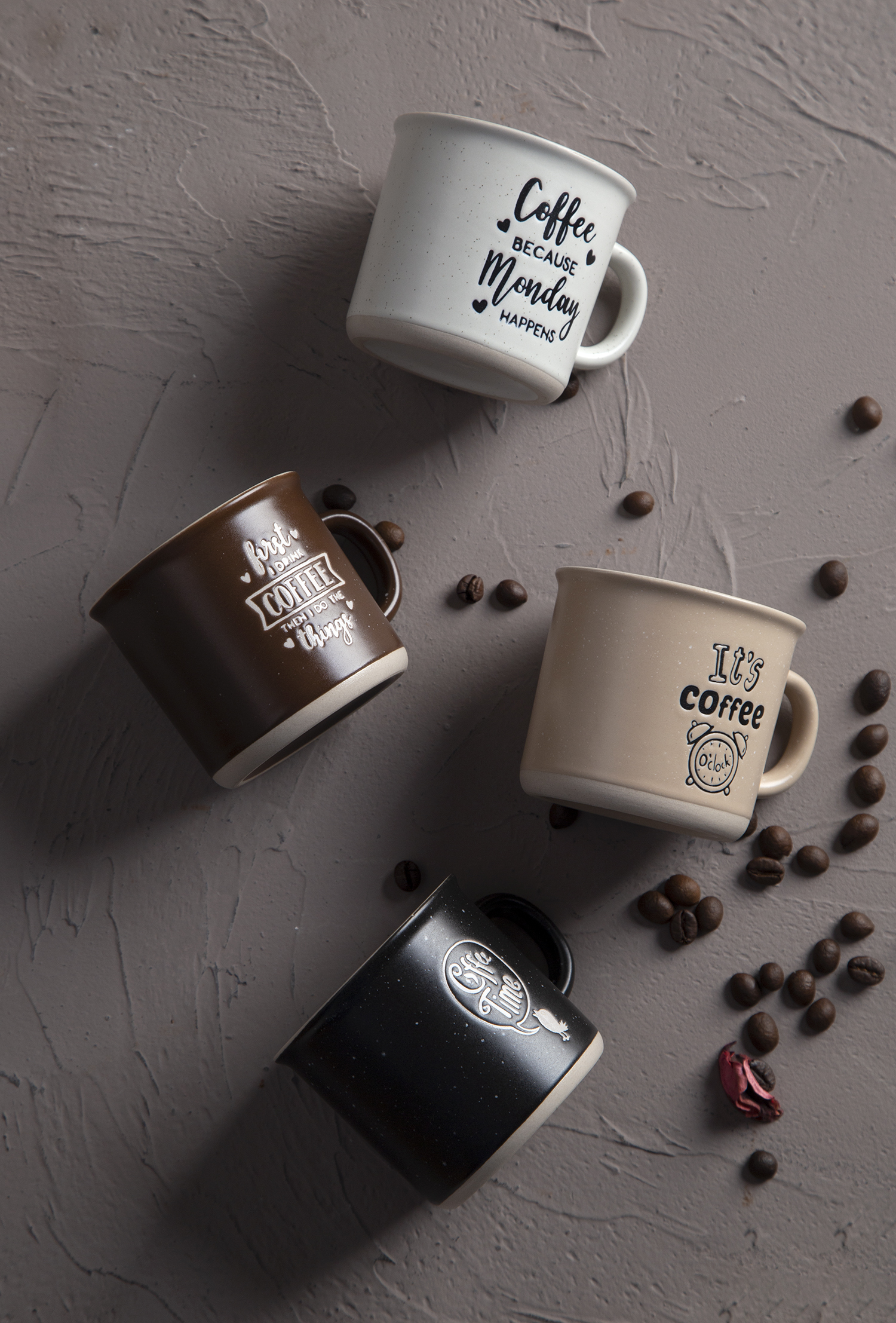 CHANGSHA HAPPY GO Coffee Mugs with Silk Screen Printing, Bottom Coating, and Sesame Dot Glaze | happygodinnerware.com